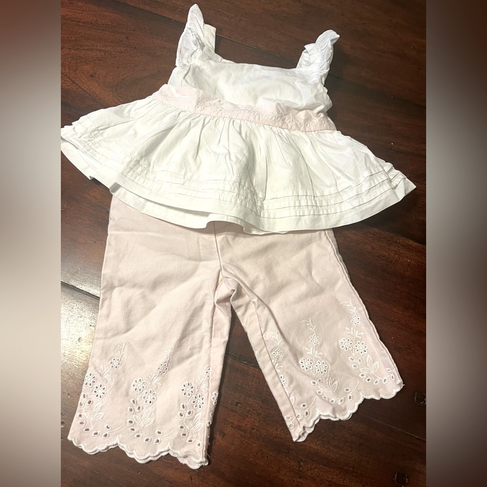 Janie and Jack Baby Girl Matching Butterfly Dreams Top and Bottoms 6-12M